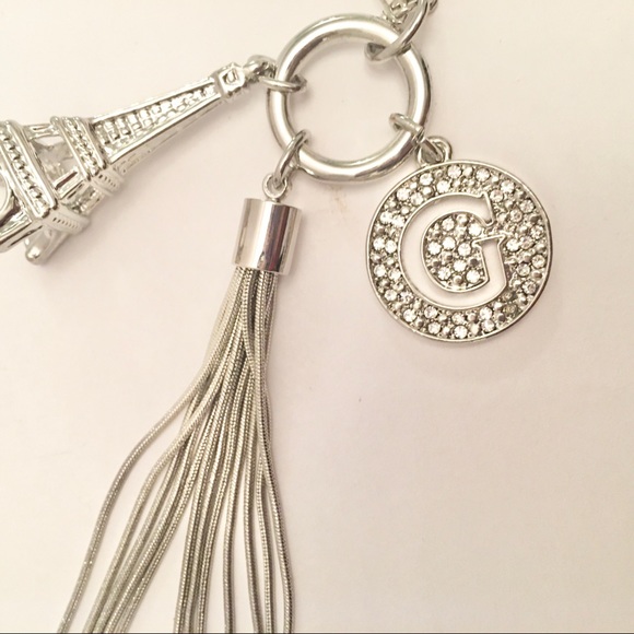 Guess Multi Layer Necklace SilverTone/ Rhinestone - Picture 6 of 8